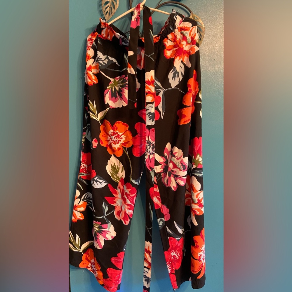 Floral Black Women's linen pants